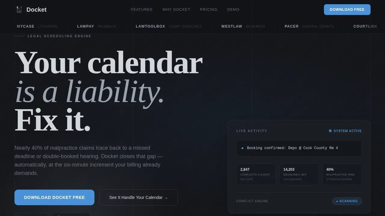 Dynamic Legal Calendar Landing Page Template