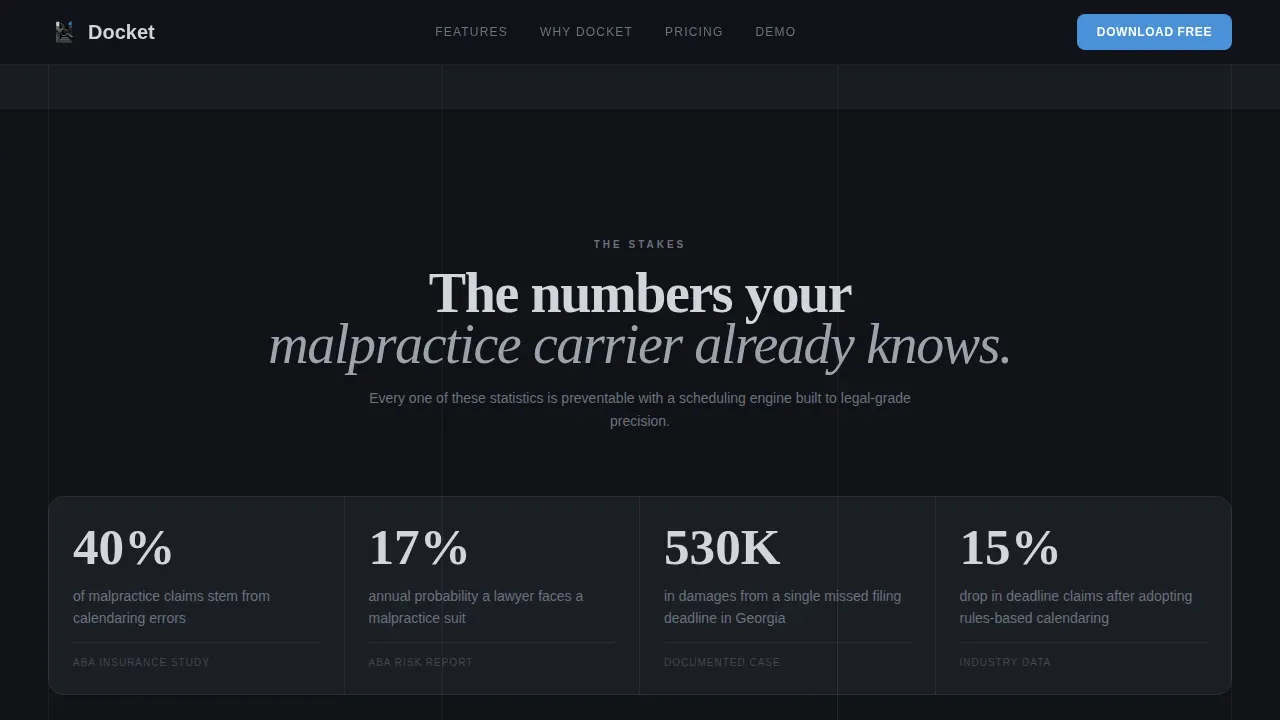 Dynamic Legal Calendar Landing Page Template