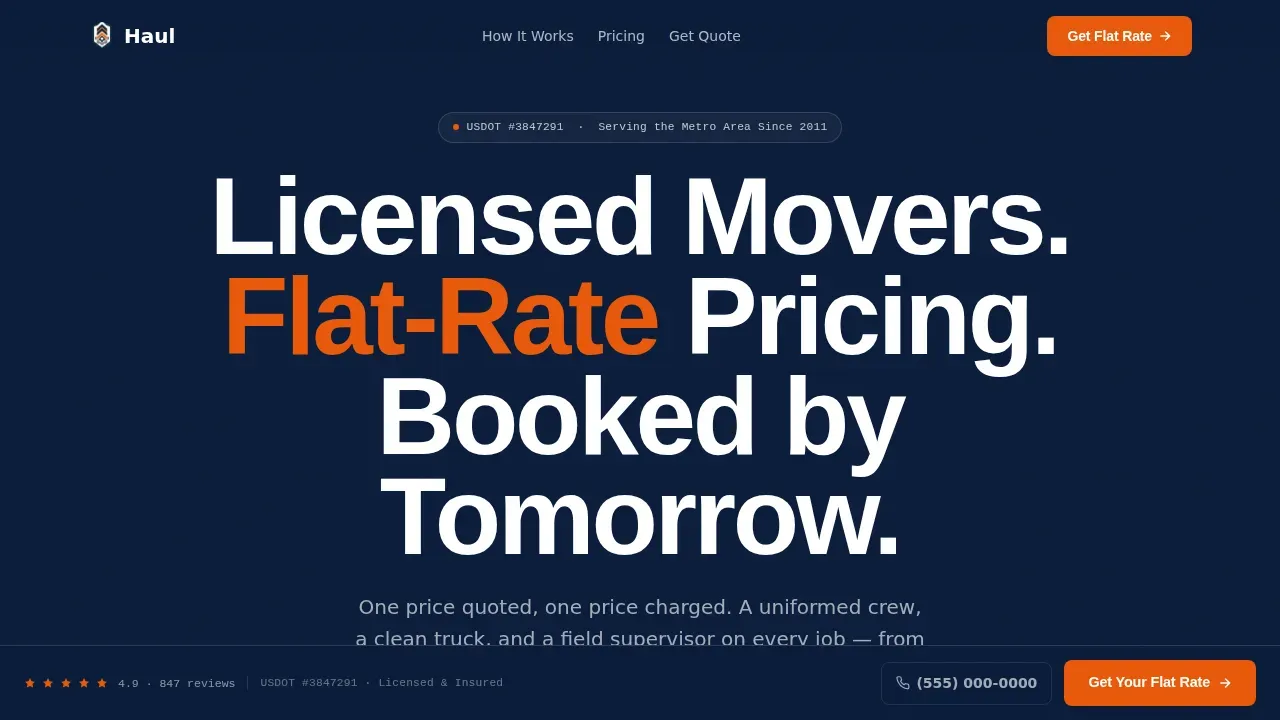 Professional Relocation Services Landing Page Template