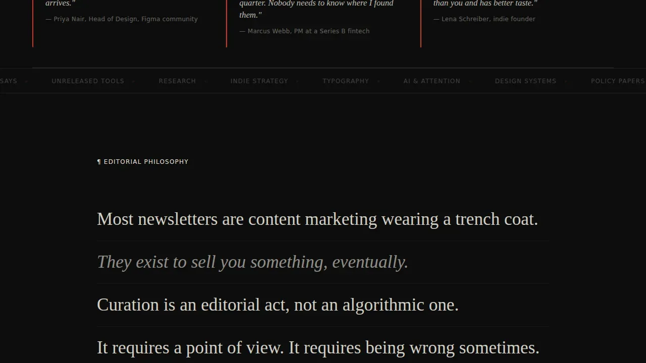 Curated Discovery Newsletter Landing Page Template
