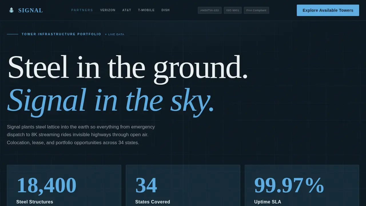 Stats-First Cell Tower Company Landing Page Template