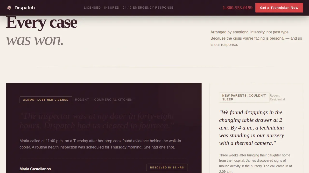 Emergency Extermination Service Landing Page Template