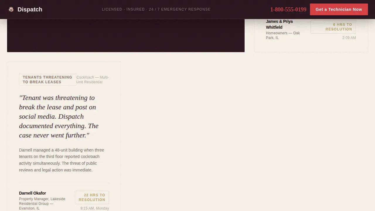Emergency Extermination Service Landing Page Template