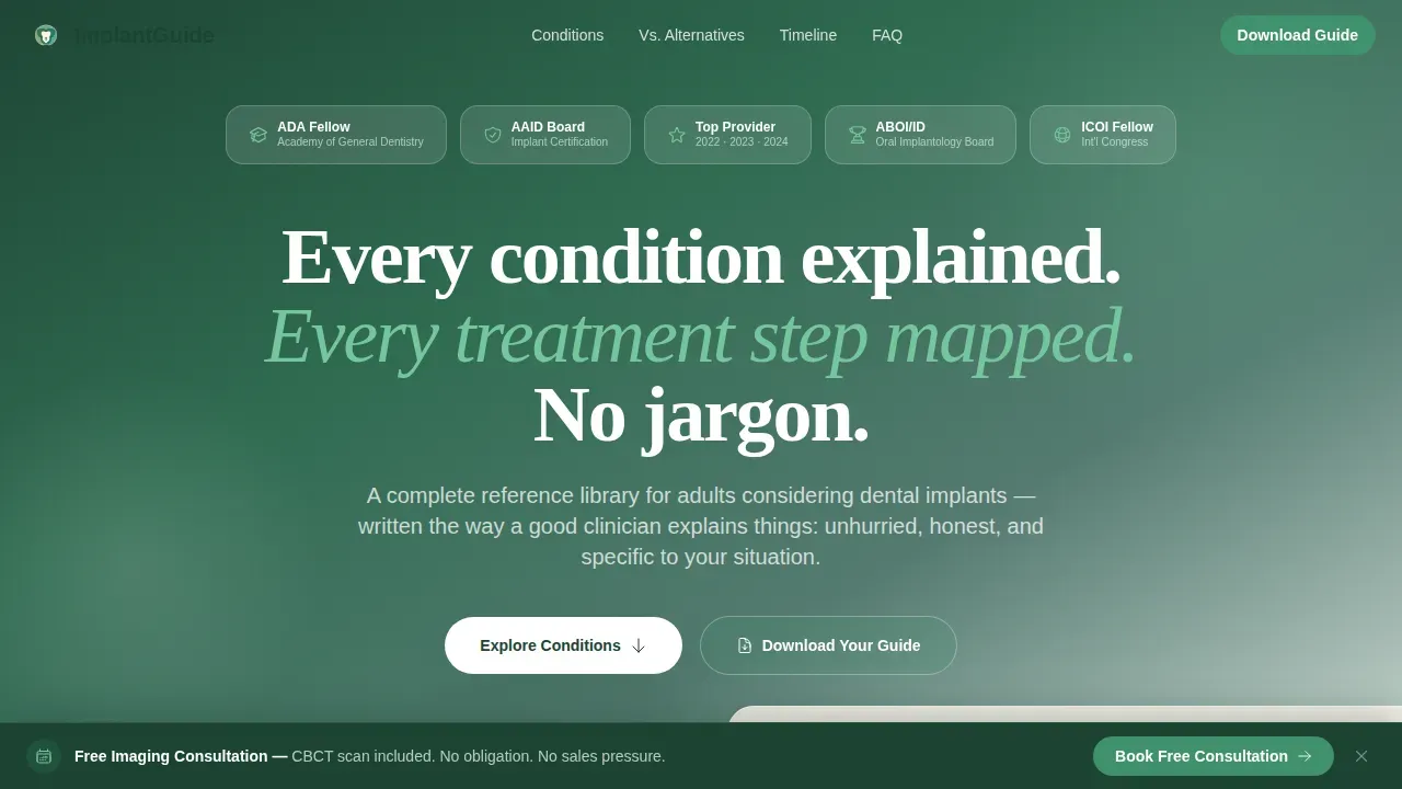 Implant Dentist Booking Website Template