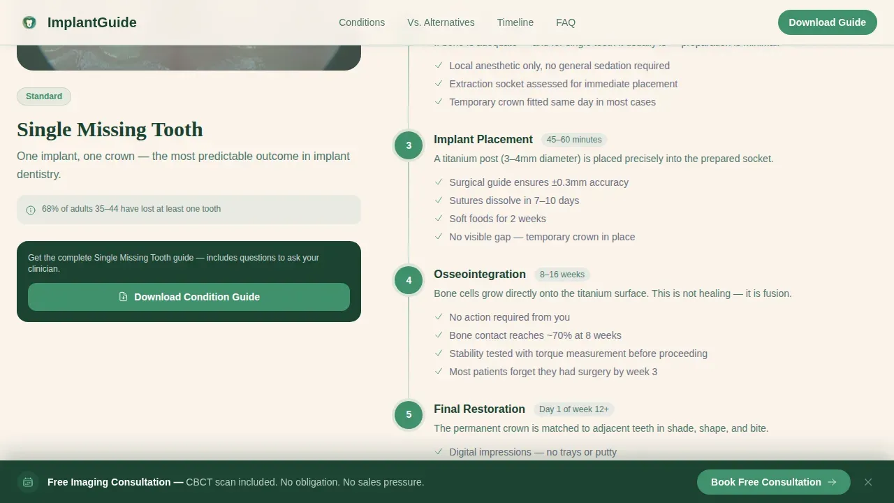 Implant Dentist Booking Website Template