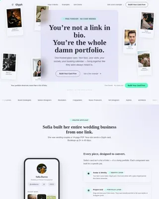Frosted Glass Freelancer Digital Card Landing Page
