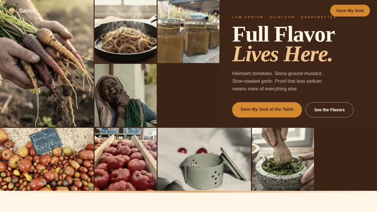 Low-Sodium Food Brand Landing Page Template