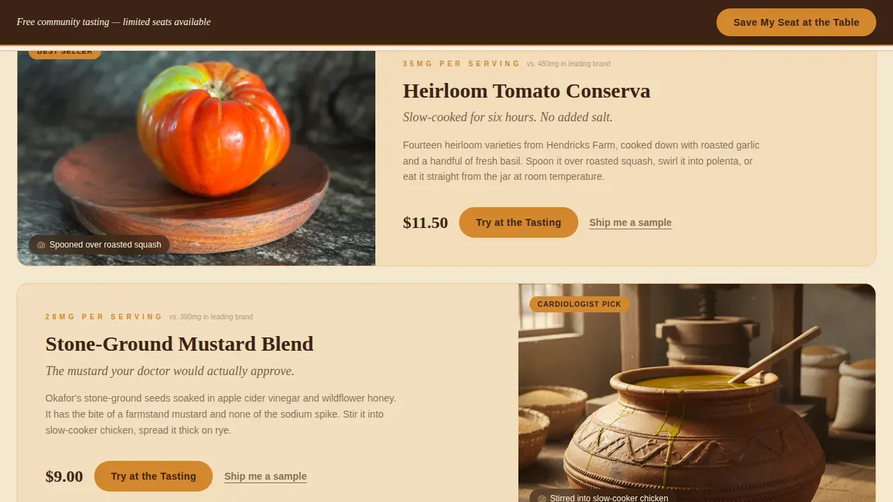 Low-Sodium Food Brand Landing Page Template