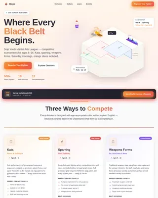 Kids Martial Arts League Landing Page Template