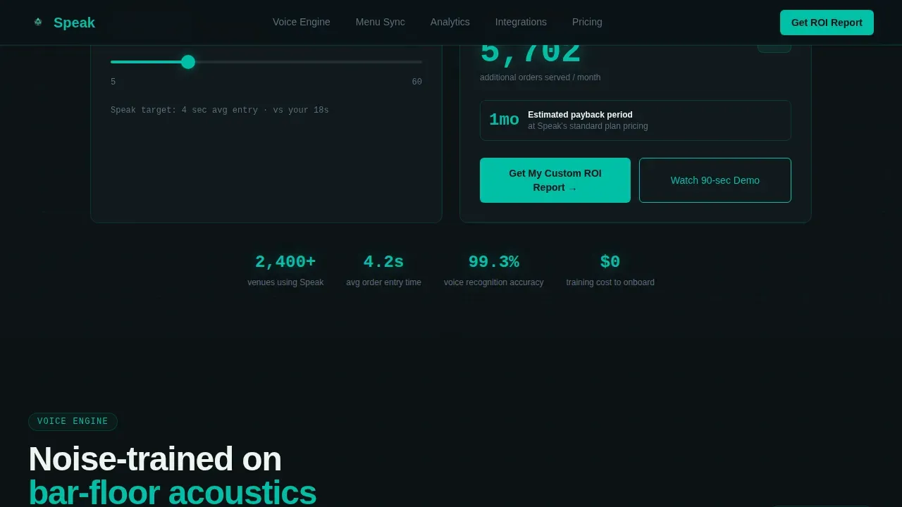 Voice-Activated POS ROI Calculator Landing Page Template