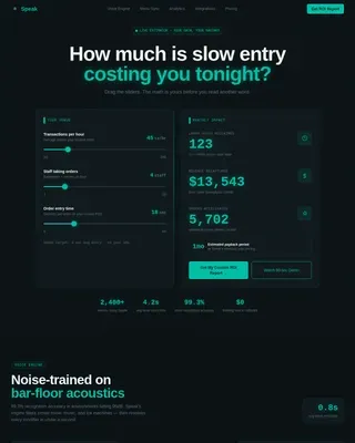 Voice-Activated POS ROI Calculator Landing Page Template