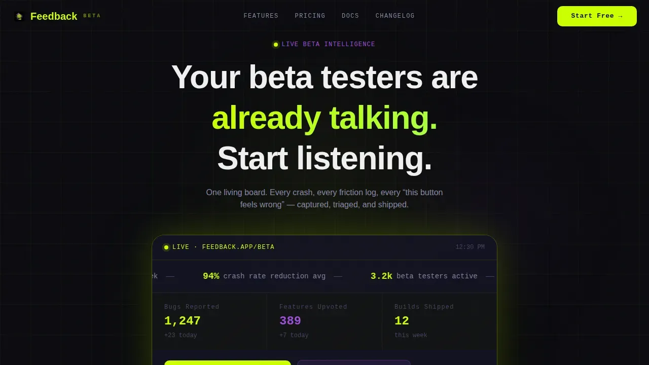 Real-Time Beta Triage Landing Page Template