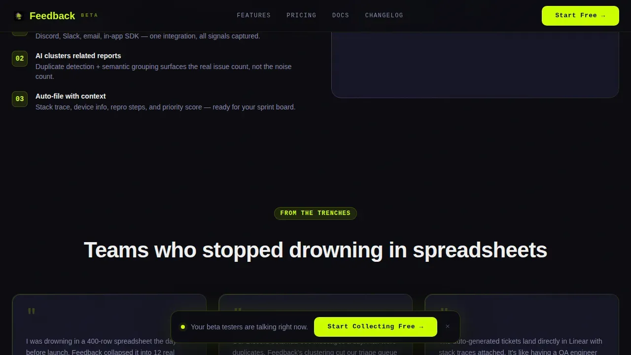 Real-Time Beta Triage Landing Page Template