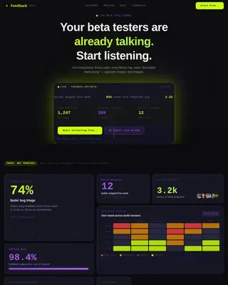 Real-Time Beta Triage Landing Page Template