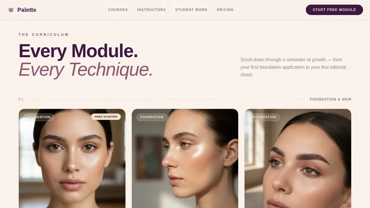 Makeup Artistry Academy Landing Page Template