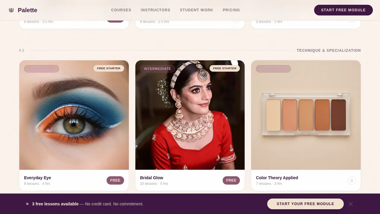 Makeup Artistry Academy Landing Page Template