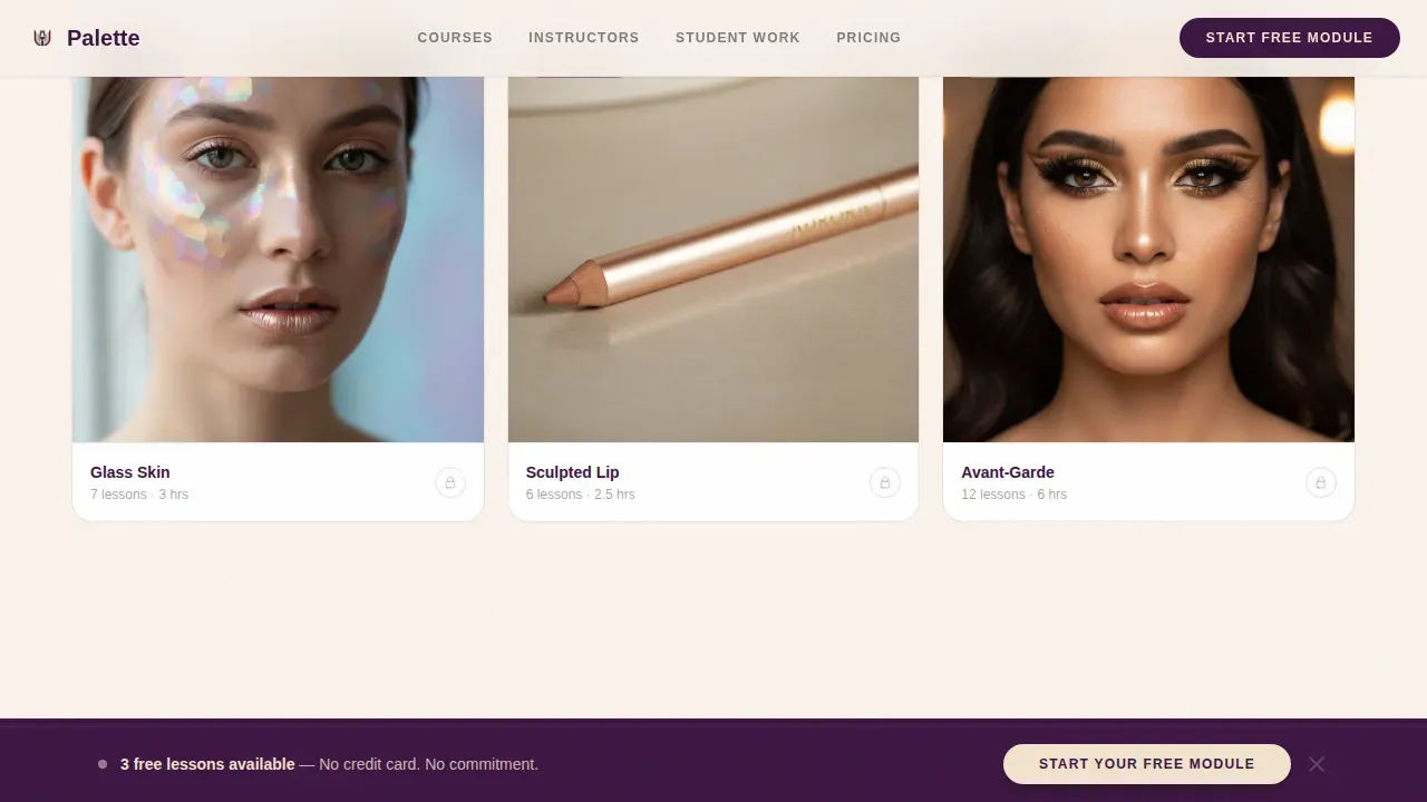 Makeup Artistry Academy Landing Page Template