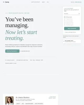 Expert Psychiatrist Booking Landing Page Template