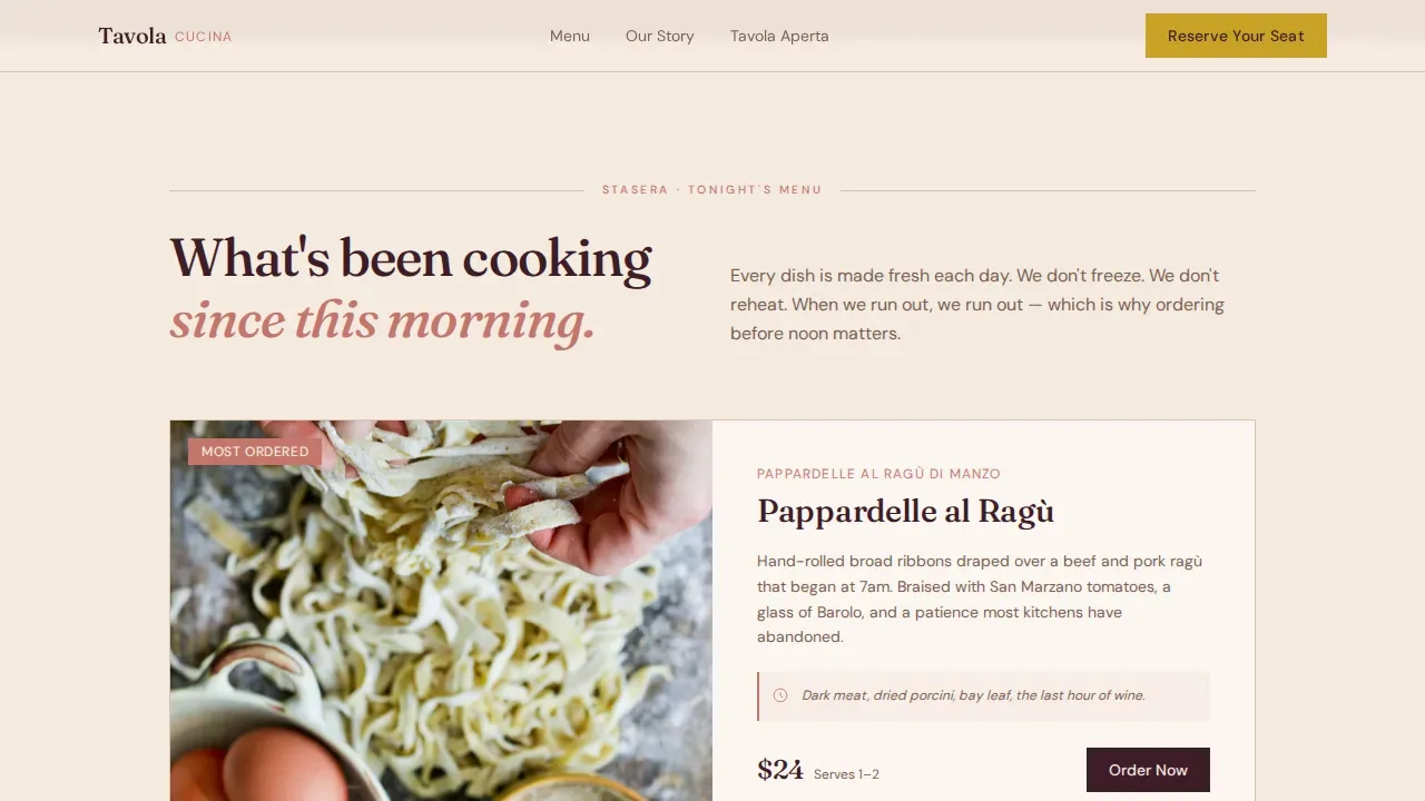 Refined Italian Delivery Landing Page Template