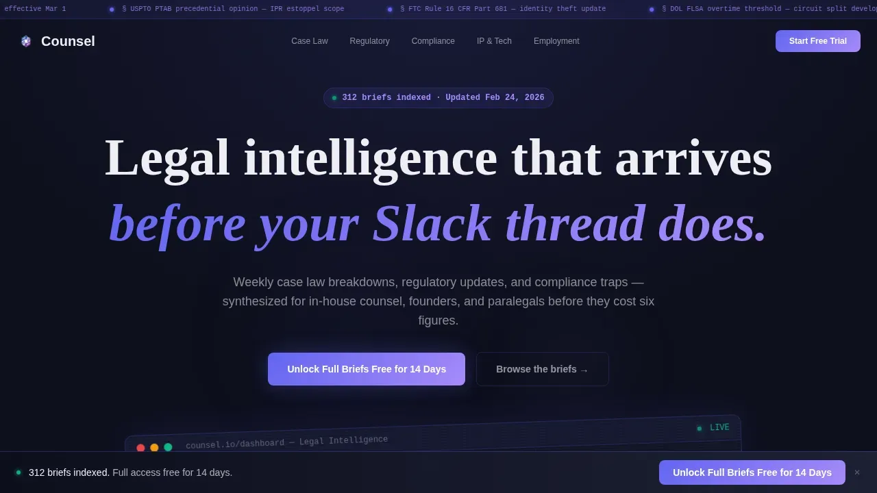 Legal Intelligence Blog & In-House Counsel Website Template