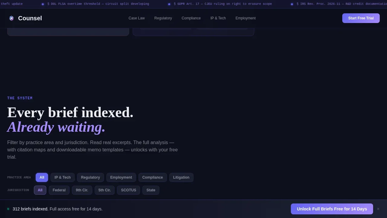 Legal Intelligence Blog & In-House Counsel Website Template