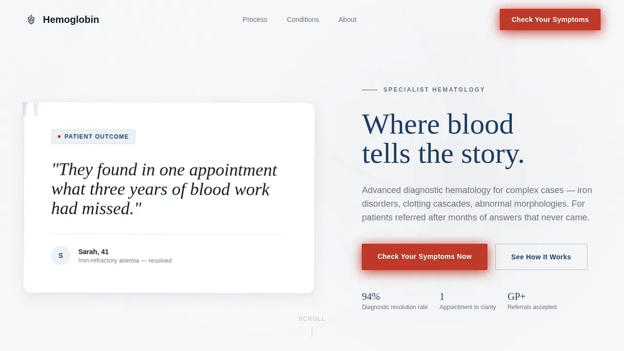 Expert Hematology Clinic Landing Page Template