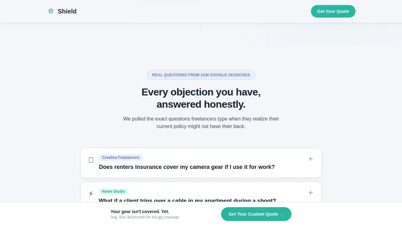 Portable Freelance Coverage Landing Page Template