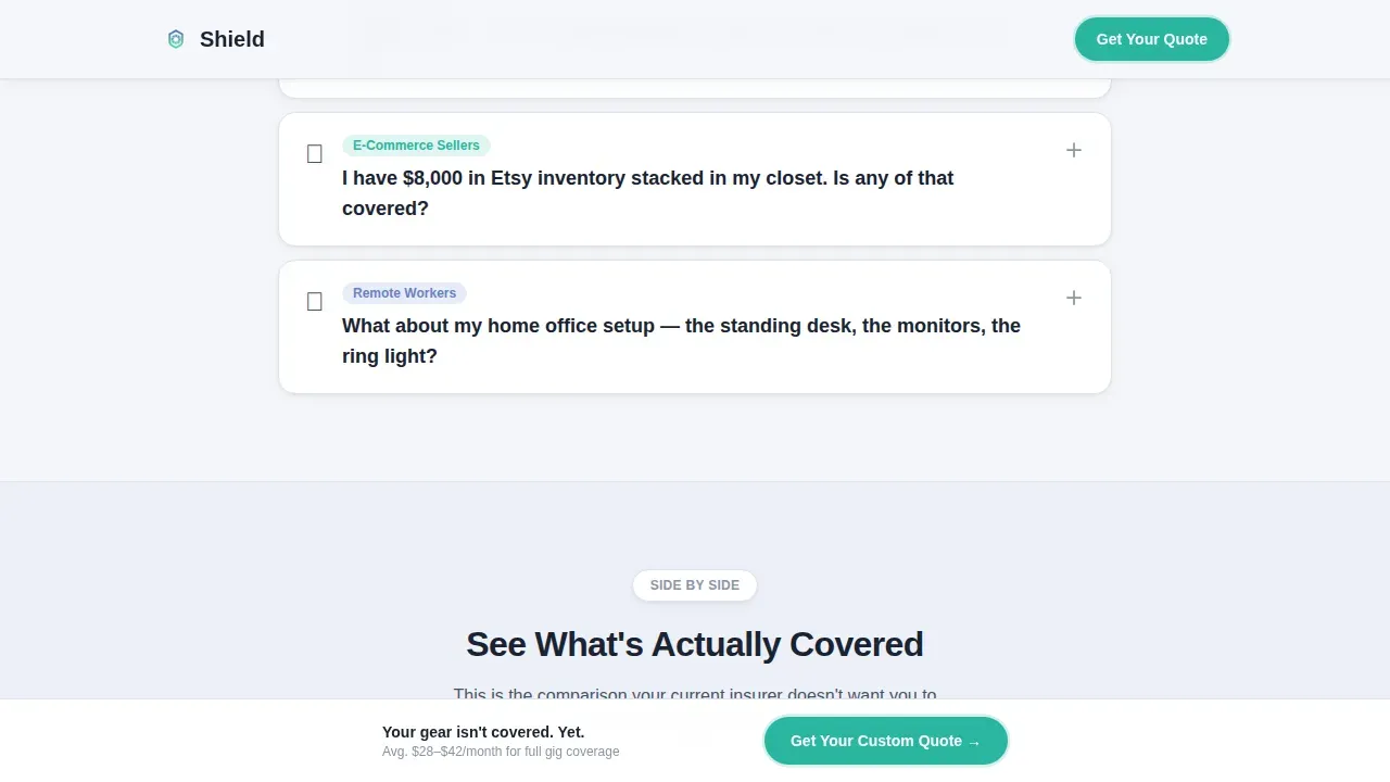 Portable Freelance Coverage Landing Page Template