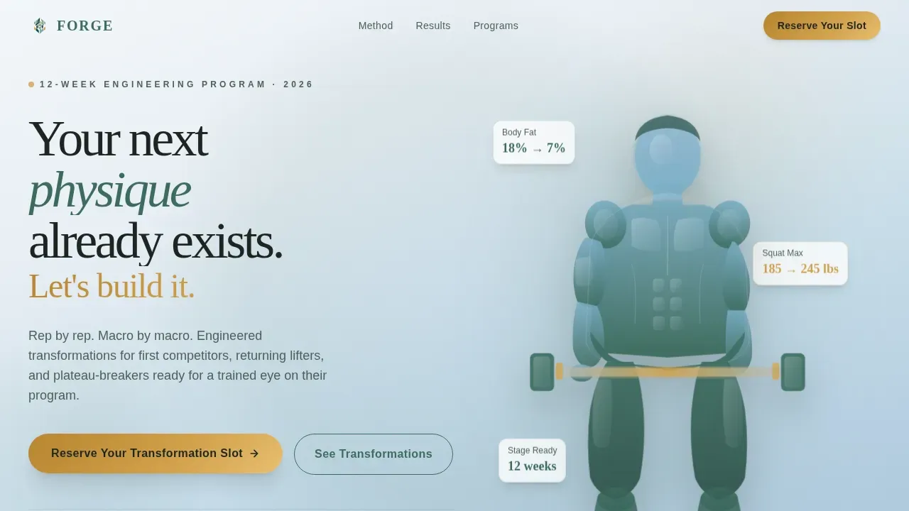 Bodybuilding Coach & Physique Transformation Website Template