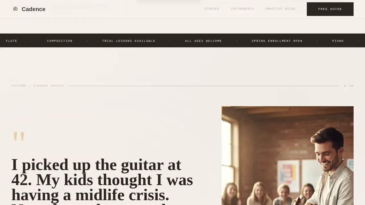 Music School Marketing Booking Website Template