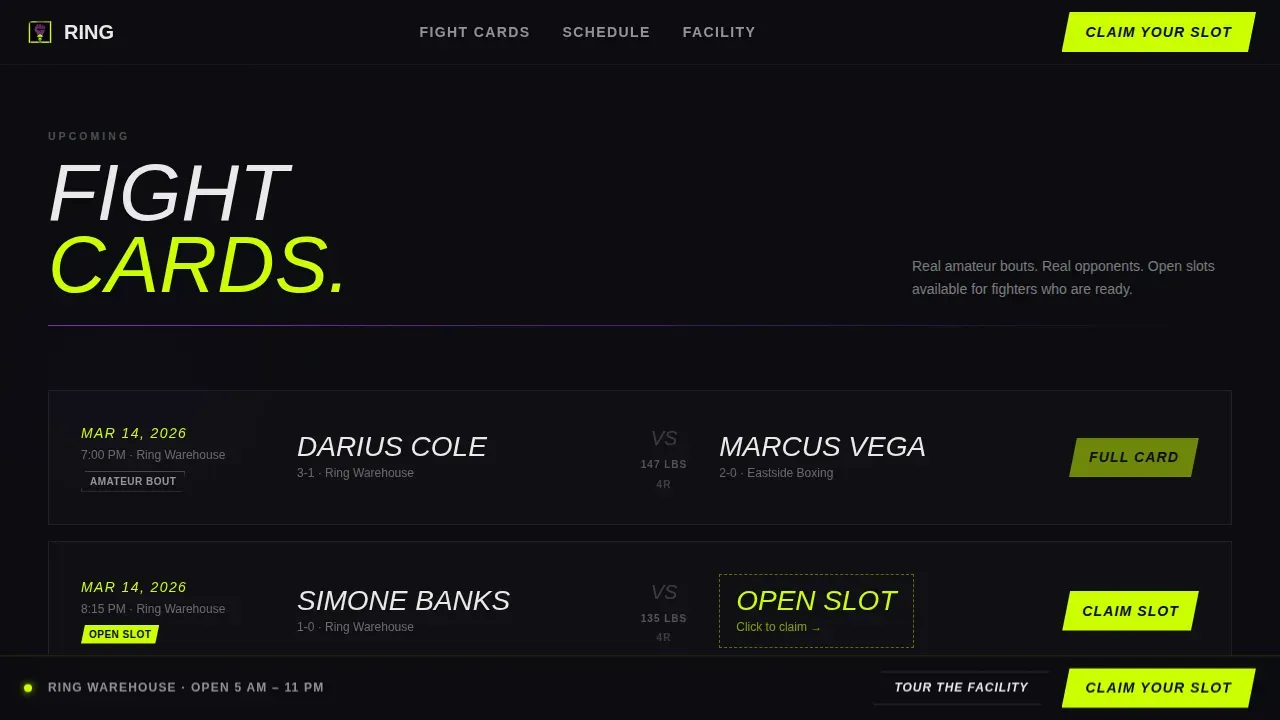 Boxing Booking Website Template