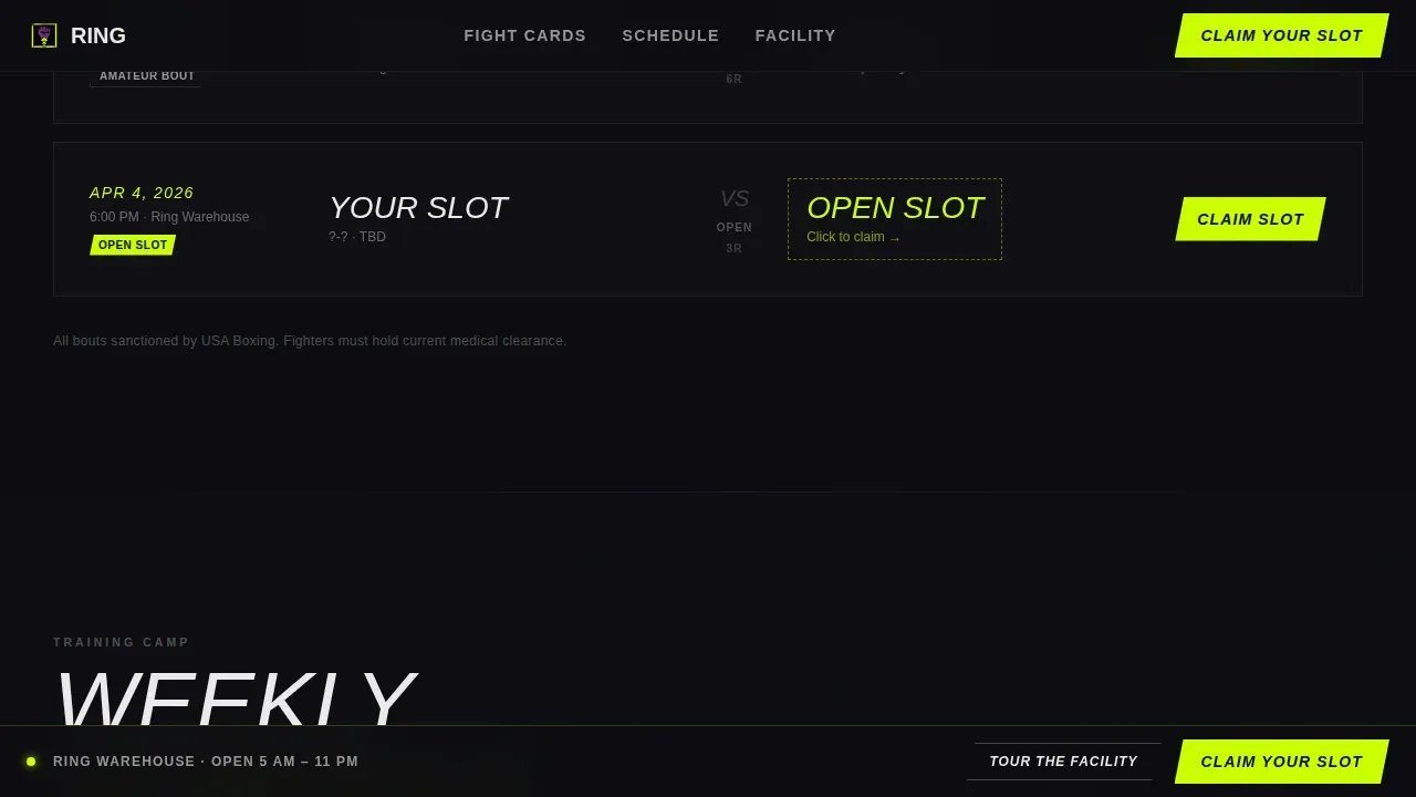 Boxing Booking Website Template