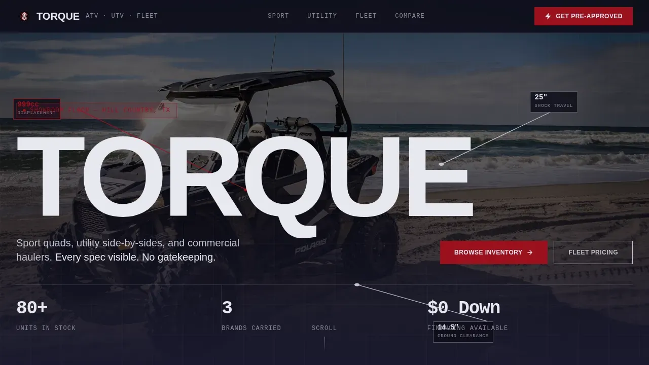 Stats-First ATV UTV Dealer Landing Page Template