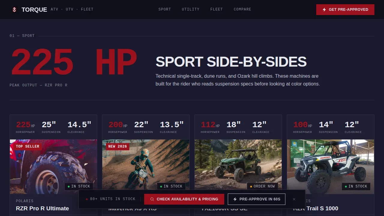 Stats-First ATV UTV Dealer Landing Page Template