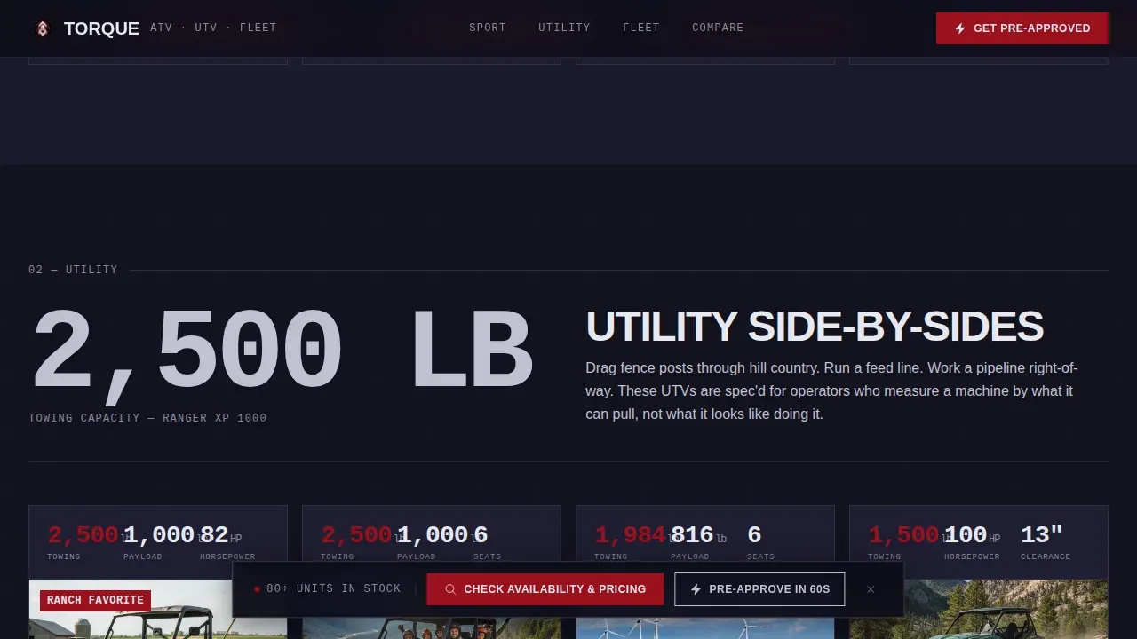 Stats-First ATV UTV Dealer Landing Page Template