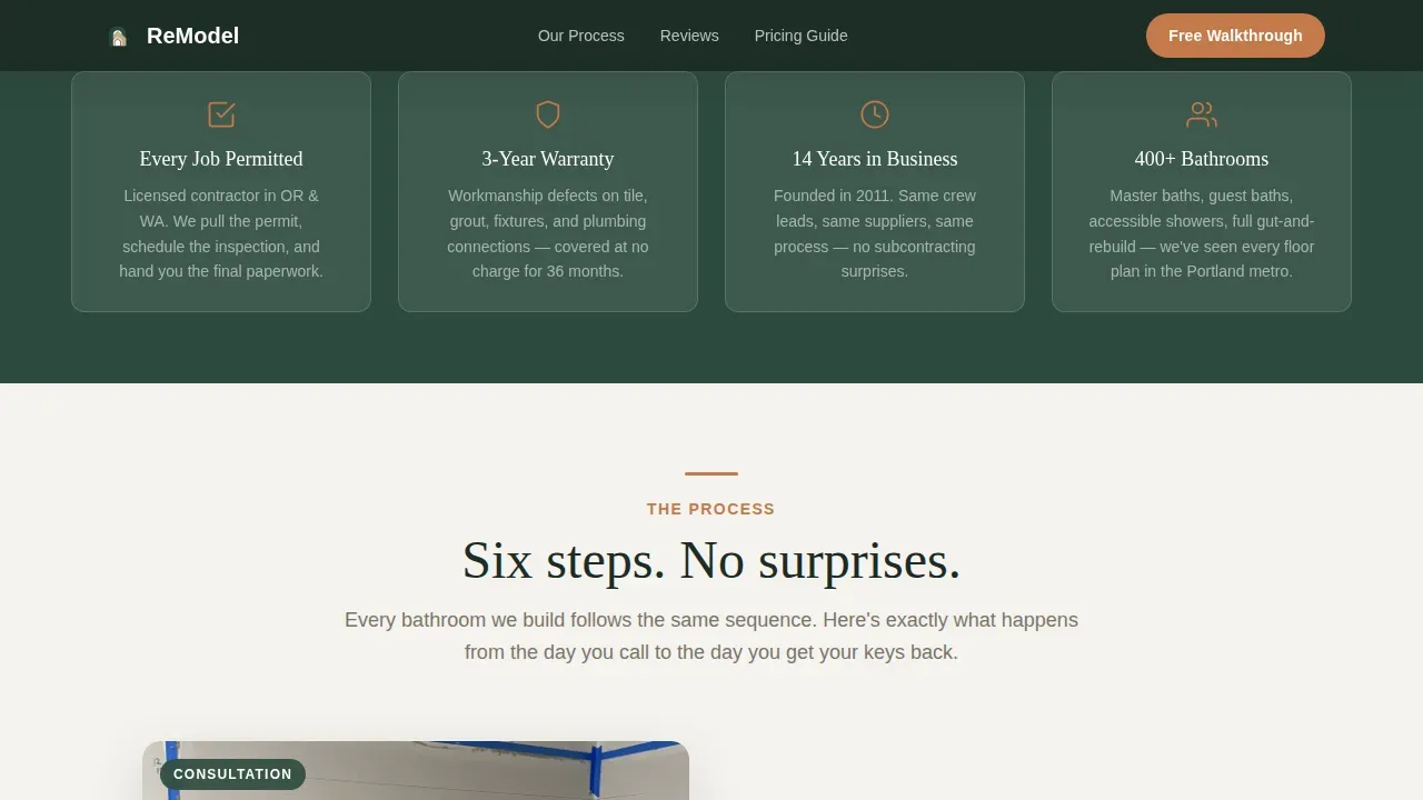 Bathroom Renovation Booking Website Template