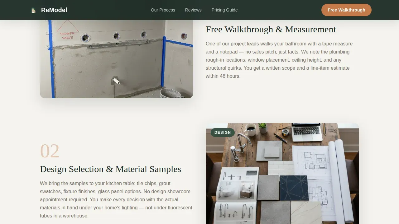 Bathroom Renovation Booking Website Template