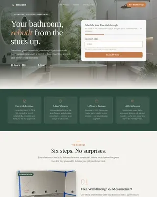 Bathroom Renovation Booking Website Template