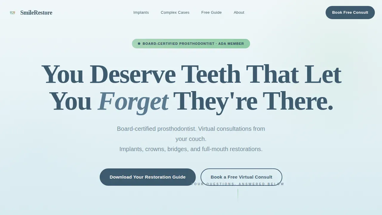 Prosthodontist Booking Website Template