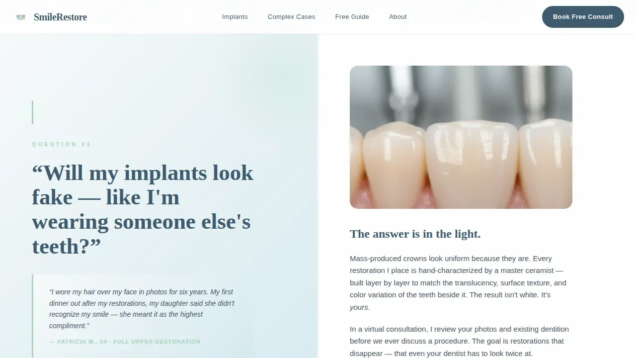 Prosthodontist Booking Website Template