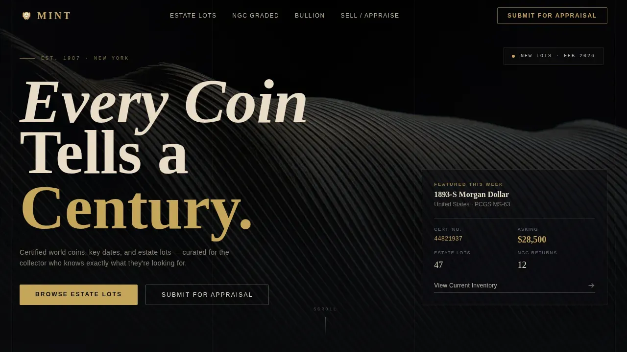 Coin & Numismatics Professional Website Template