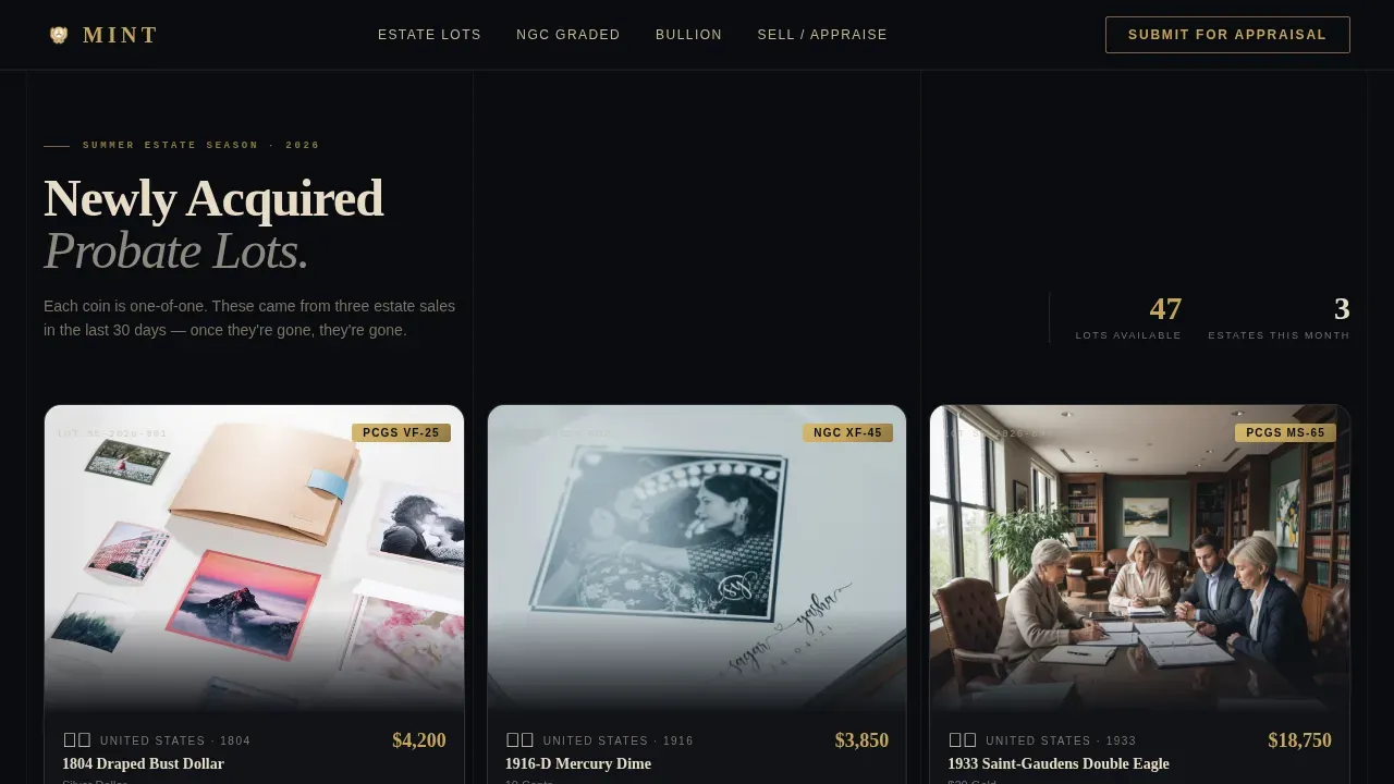 Coin & Numismatics Professional Website Template