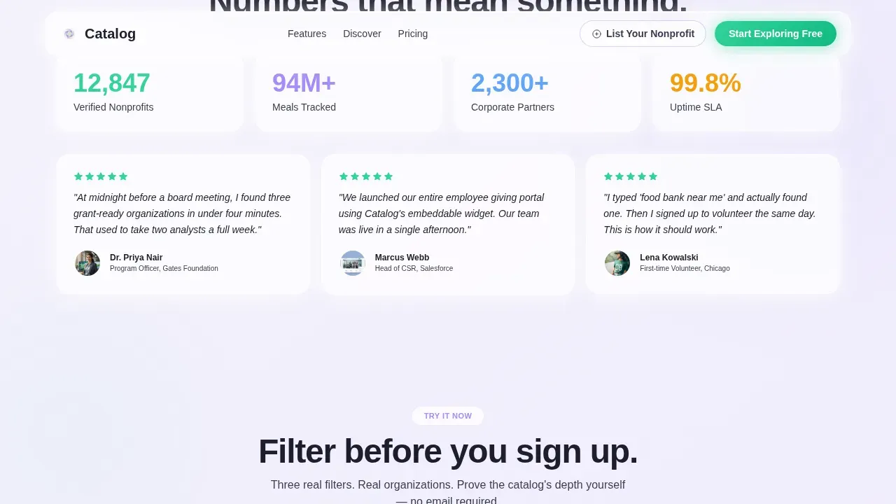 Nonprofit Digital Presence Reviews & Testimonials Website Template