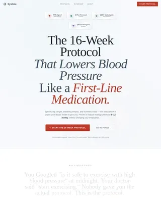 Hypertension Exercise Protocol Landing Page Template