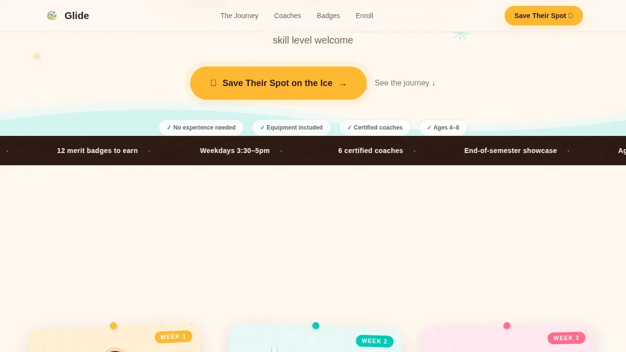 After-School Ice Skating Kids Landing Page Template