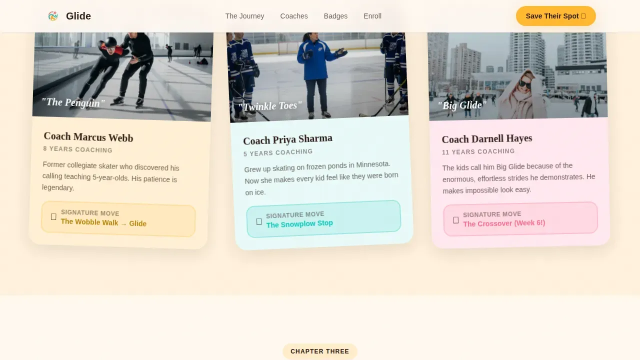 After-School Ice Skating Kids Landing Page Template