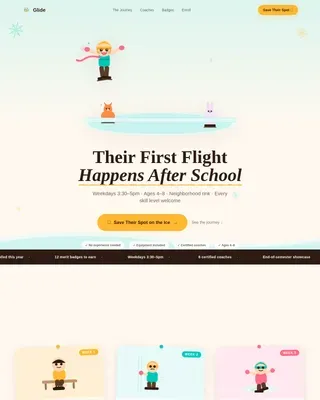After-School Ice Skating Kids Landing Page Template
