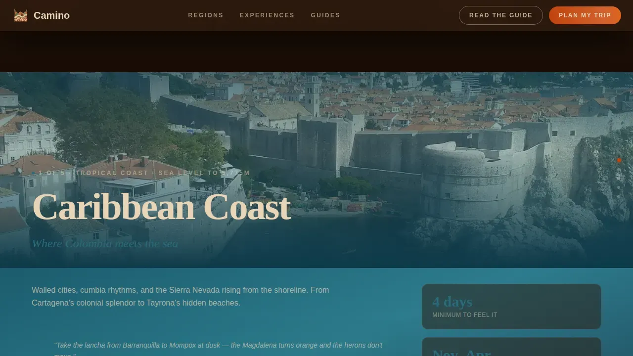 Colombia Travel Booking Website Template