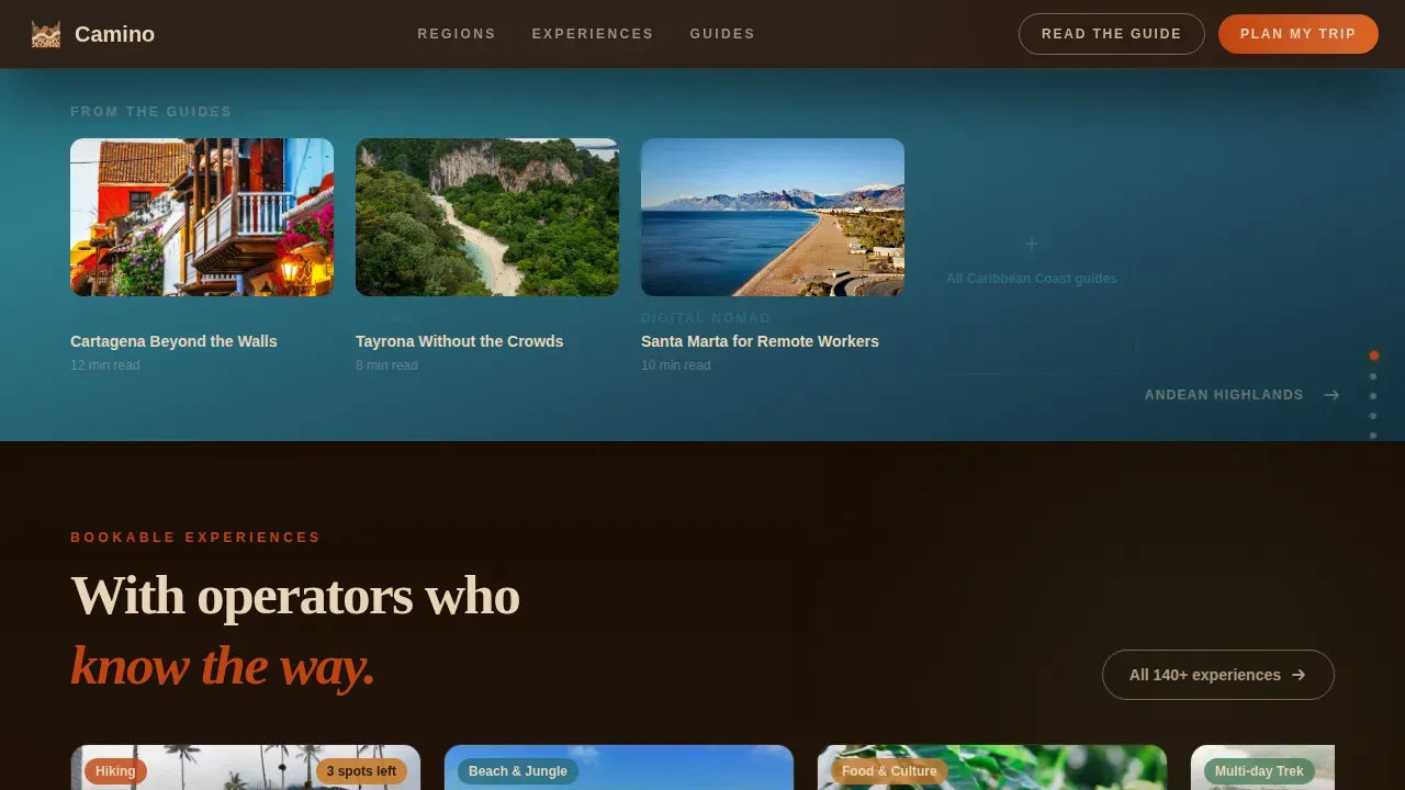 Colombia Travel Booking Website Template