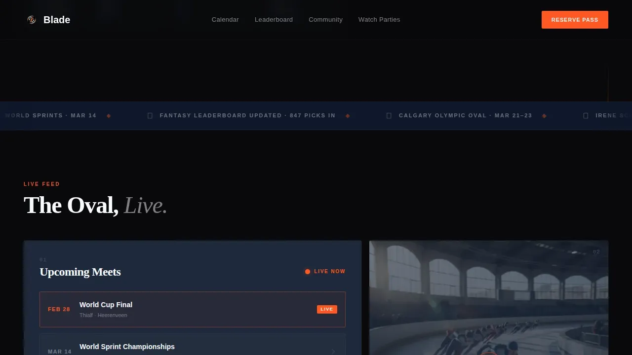 Speed Skating Booking Website Template